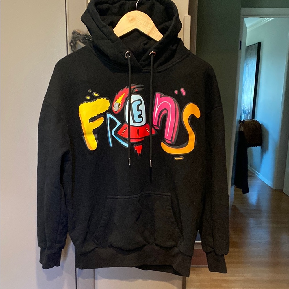 Black Graphic Hoodie with Colorful Design